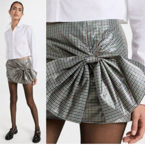 PushButton New Check Twisted Ribbon Point Glam micro skirt Medium Shopbop - Picture 2 of 11